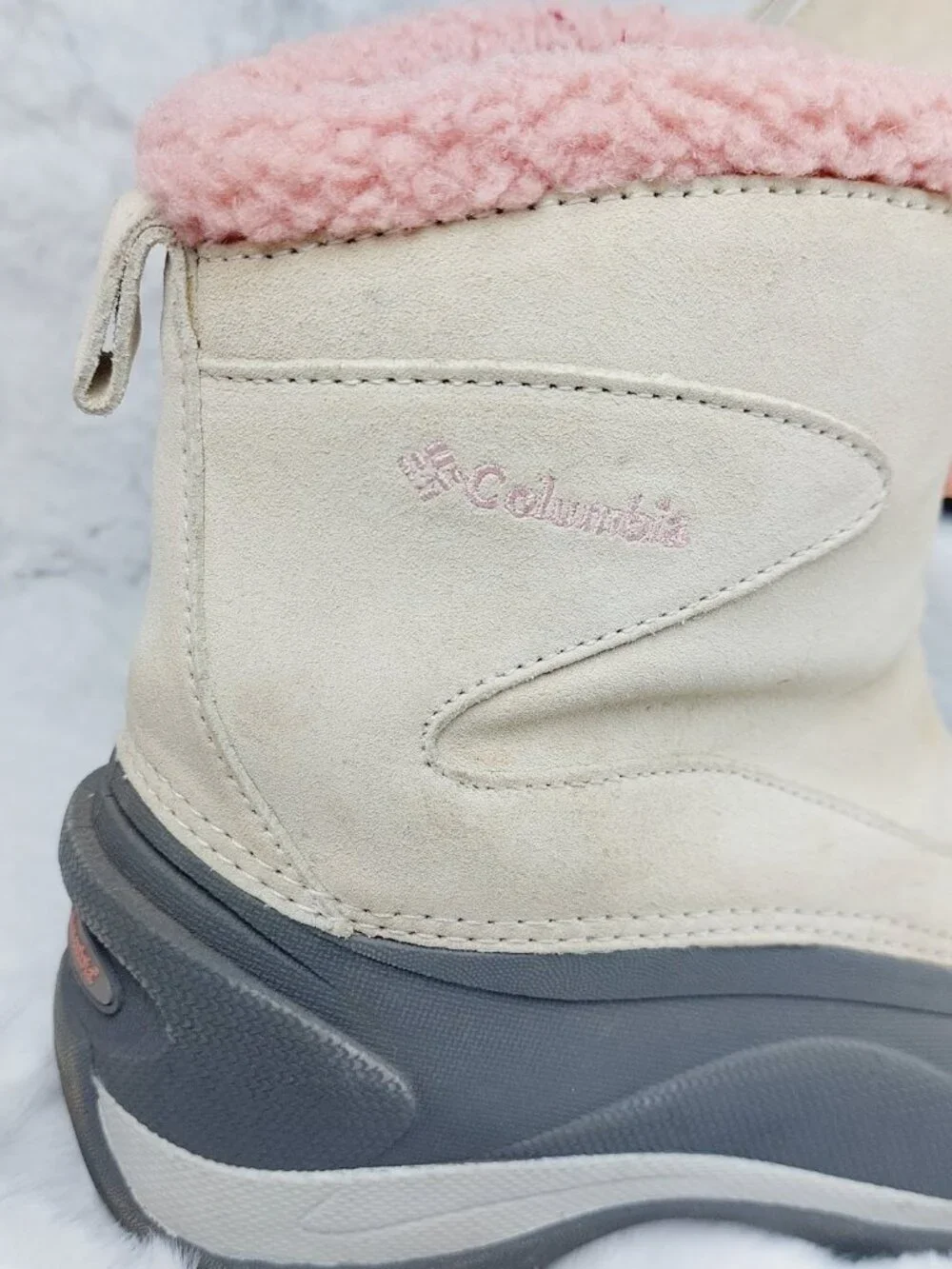 Columbia Women's Off White Pink Cascadian Snowchill Thermolite Winter Boots Sz 8